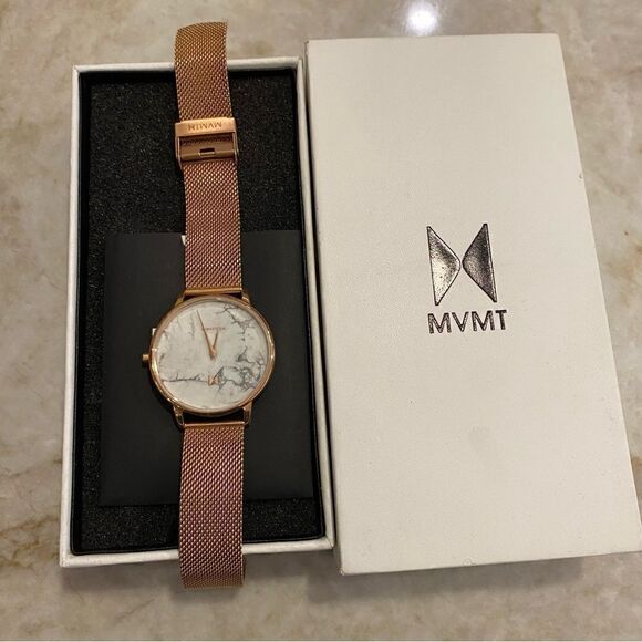 Women’s Rose Gold and Marble MVMT watch EUC - Picture 2 of 4